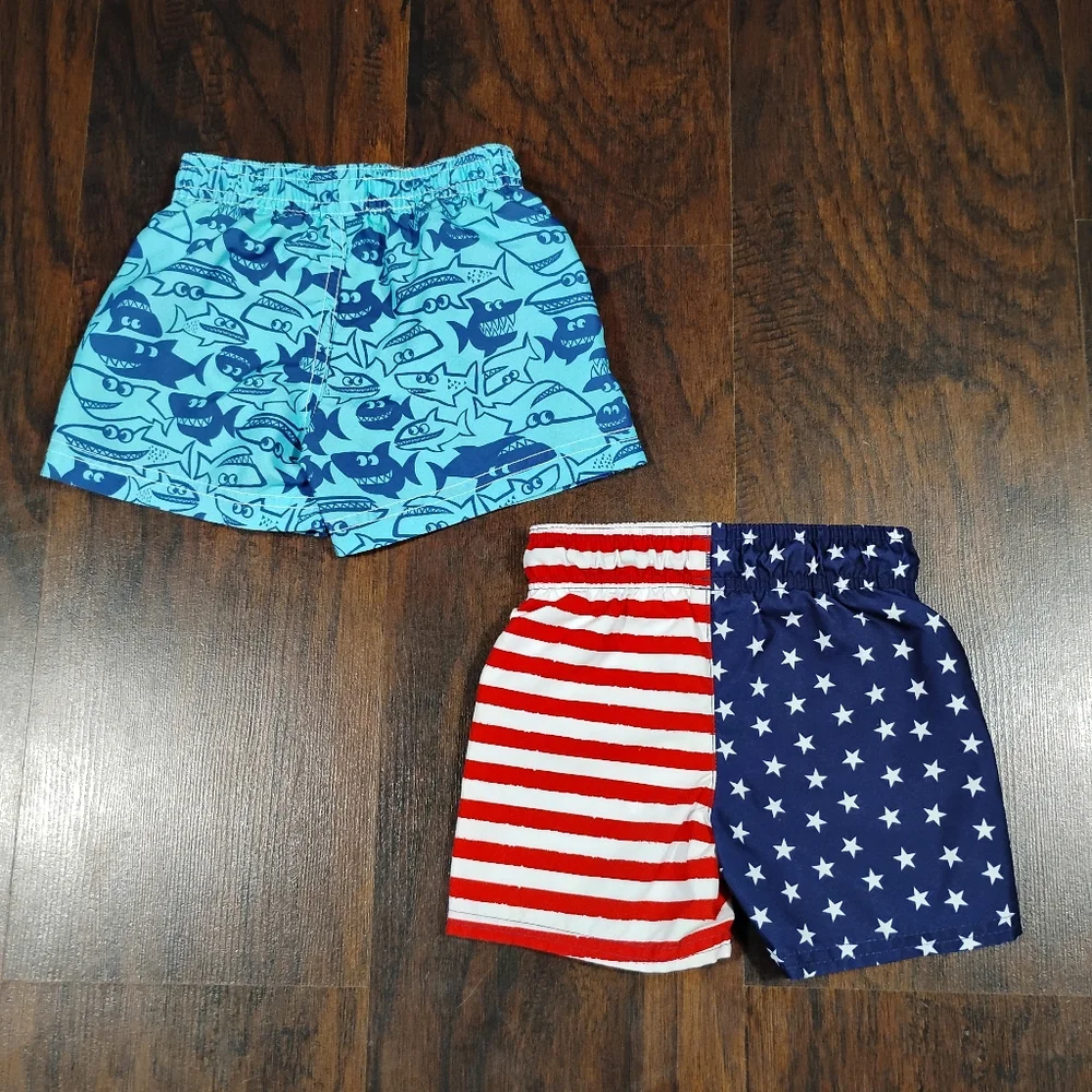 Carter's Cat & Jack Infant Baby Boy’s Size 12 Mos. Swim Shorts Trunks Shark Flag - Picture 2 of 4